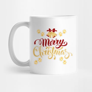 Merry Christmas With Dog Paw Mug